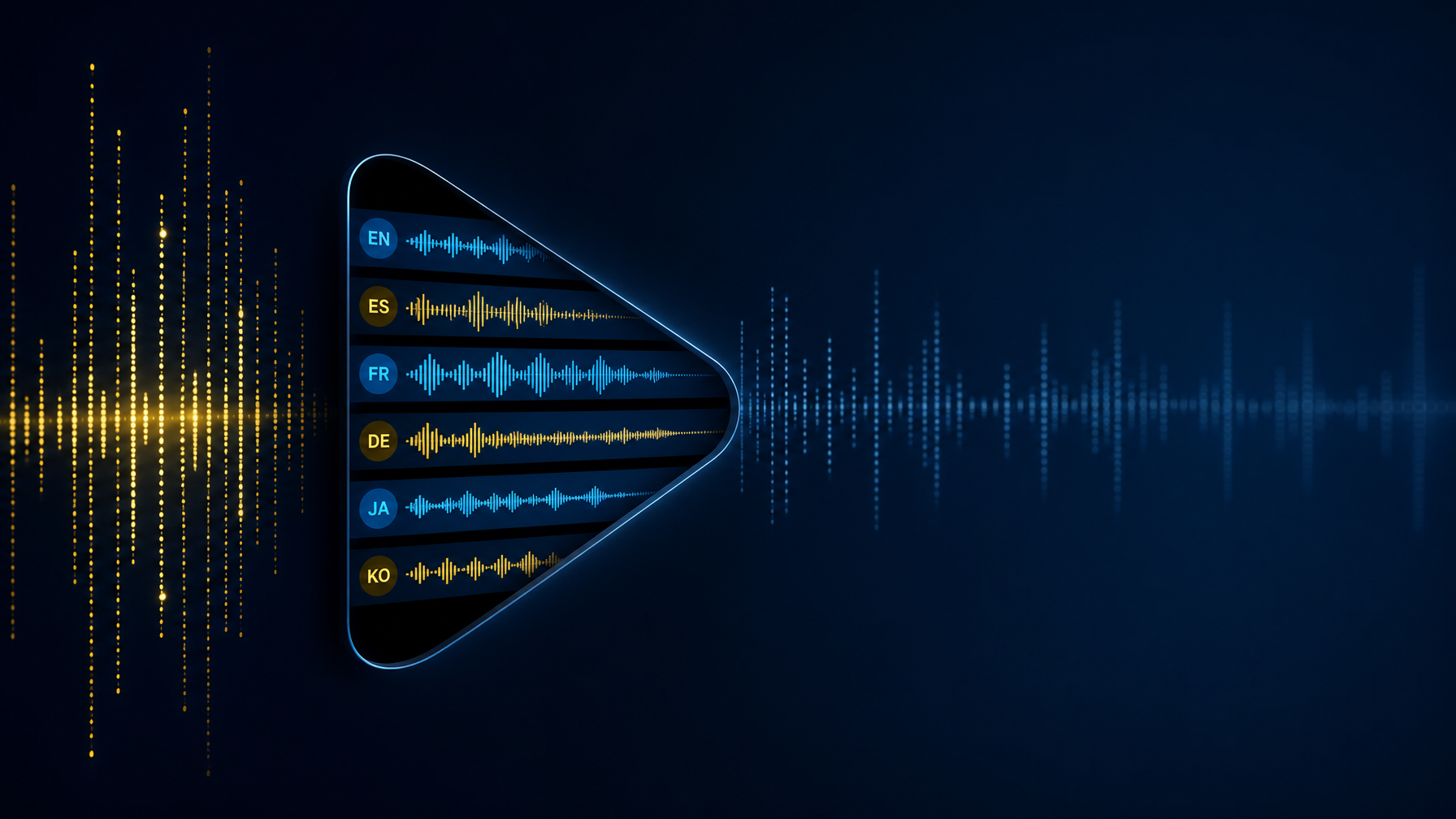 Abstract illustration of multi-language audio layers for a YouTube how-to guide